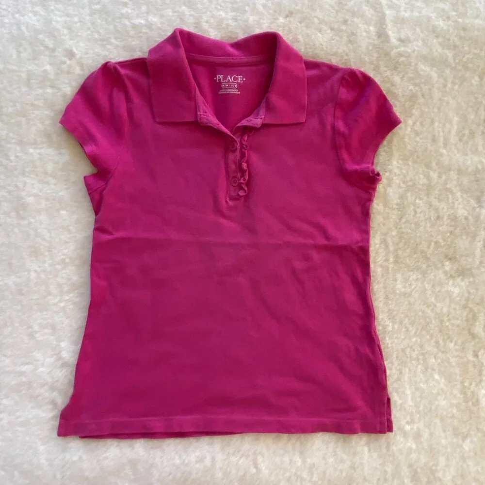 The Children's Place School Uniform Girl’s Polos Navy & Pink 2pk size 7/8